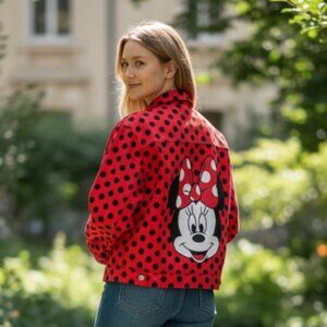 NWT Disney Minnie Mouse Jacket  Red Polka Dot Jean Style Embroidered Small